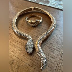 Gold-Plated Rhinestone Snake Set